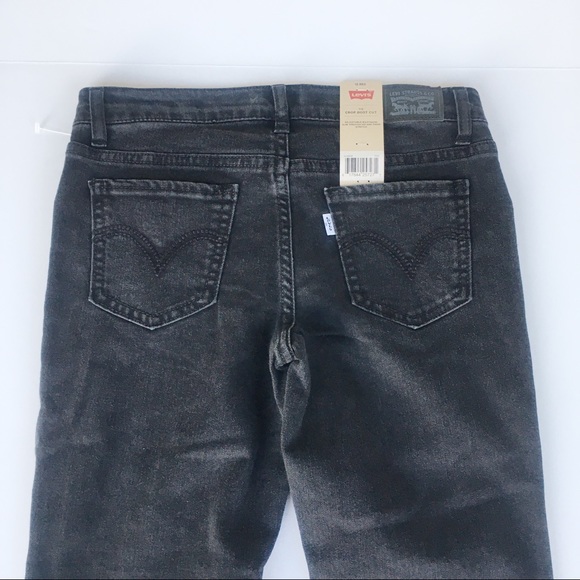 NWT Girls 12 Black Levi‘s 715 Denim Jeans Crop Boot Cut Adjustable Waist - Picture 3 of 4